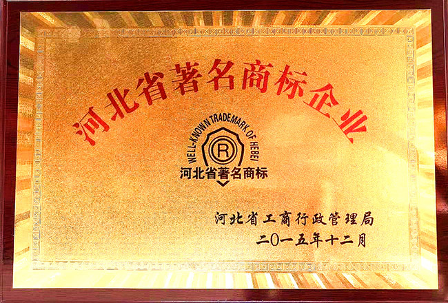 辰力集团资质荣誉：河北省著名商标企业
